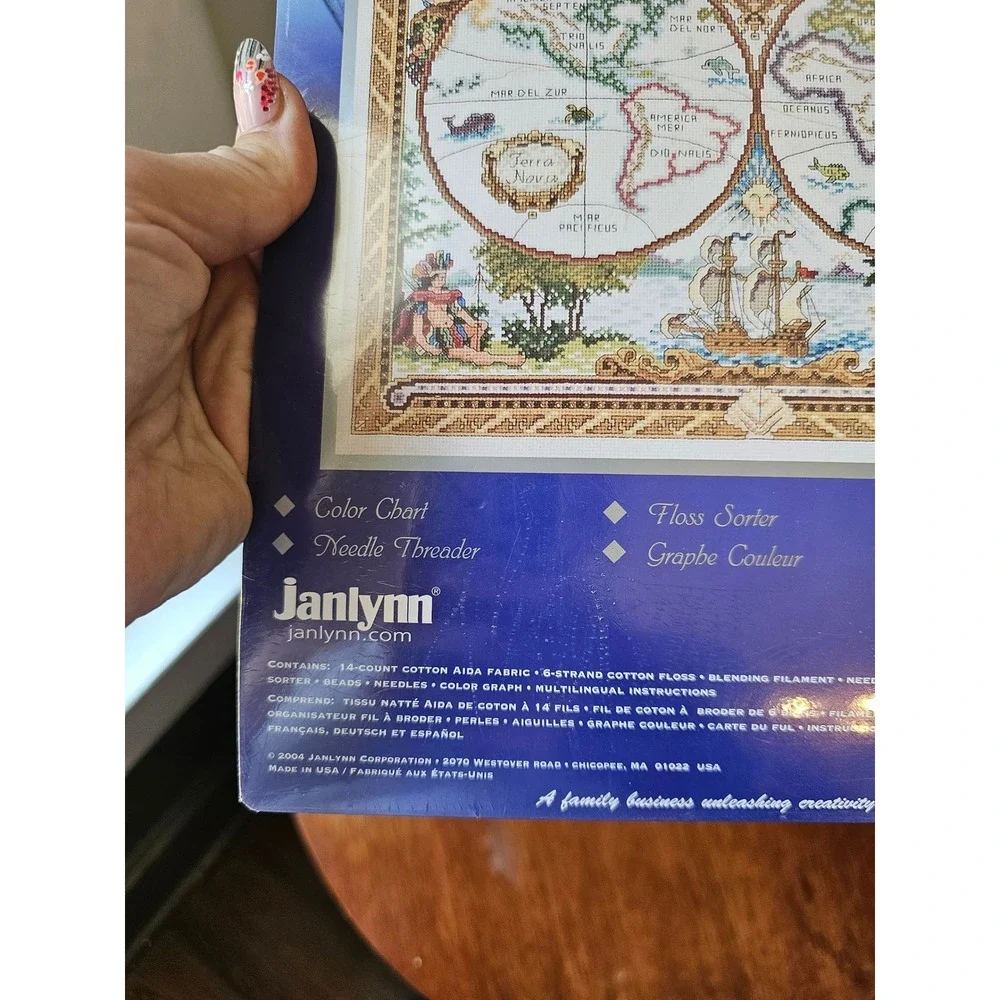 SEALED Janlynn Platinum Collection Olde World Map Counted Cross Stitch Kit
